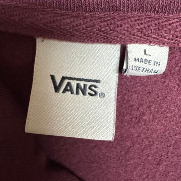 Vans Checkered "Vans" Logo Maroon Pullover Pocket Fleece Hoodie Size Large - Picture 9 of 10